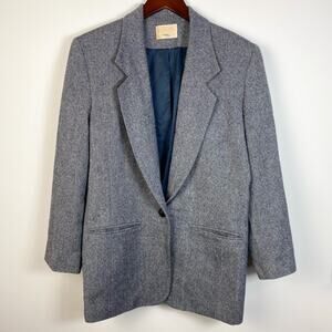 VTG Pendleton Blue Herringbone 100% Virgin Wool Blazer Jacket Size 10